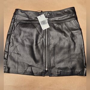 NWT Mango Faux-Leather Zip Mini Skirt